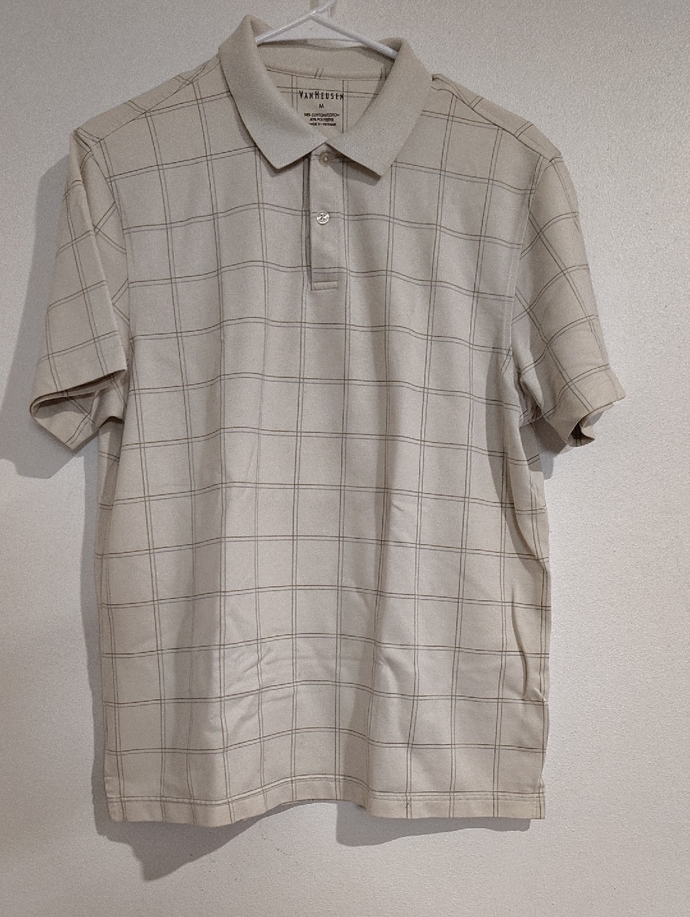 Van Heusen Beige Windowpane Polo Shirt